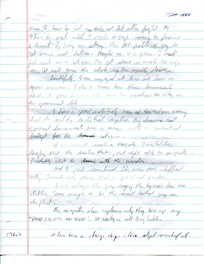 Dr John WorldPeace 2008 Prison Journal